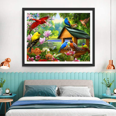 Oiseaux Colorés de Printemps Broderie Diamant