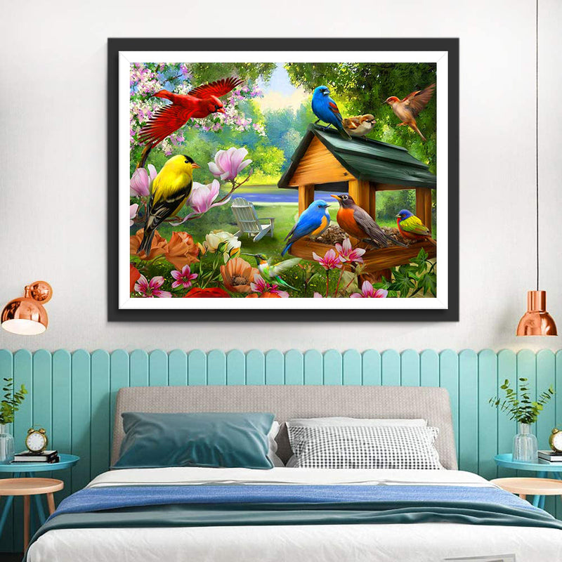 Oiseaux Colorés de Printemps Broderie Diamant