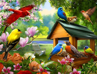 Oiseaux Colorés de Printemps Broderie Diamant