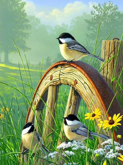 Oiseaux dans le Jardin Broderie Diamant