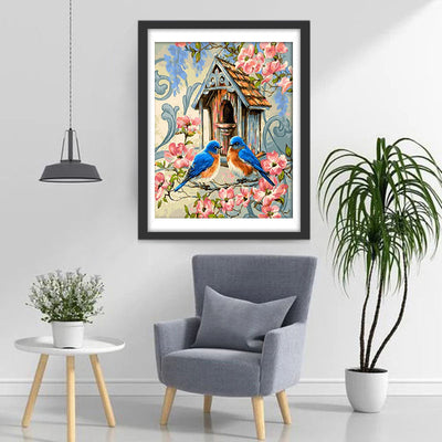 Oiseaux et la Maison d'Oiseau Broderie Diamant