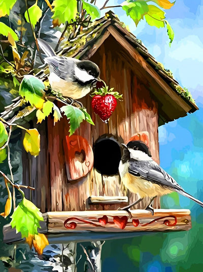 Oiseaux et Maison d’Oiseaux Broderie Diamant
