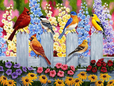 Oiseaux sur la Clôture Broderie Diamant