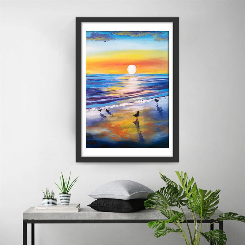 Oiseaux sur la Plage Broderie Diamant