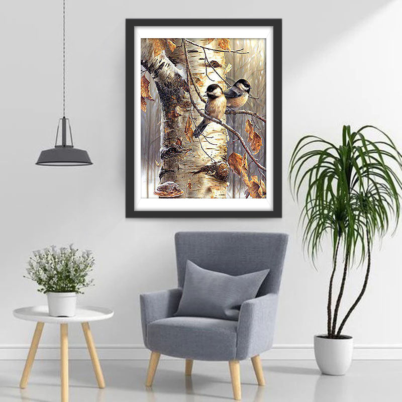 Oiseaux sur les Branches Broderie Diamant