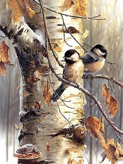 Oiseaux sur les Branches Broderie Diamant