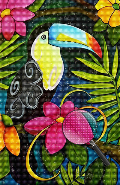 Oiseaux Toucan Toco Dessiné Broderie Diamant