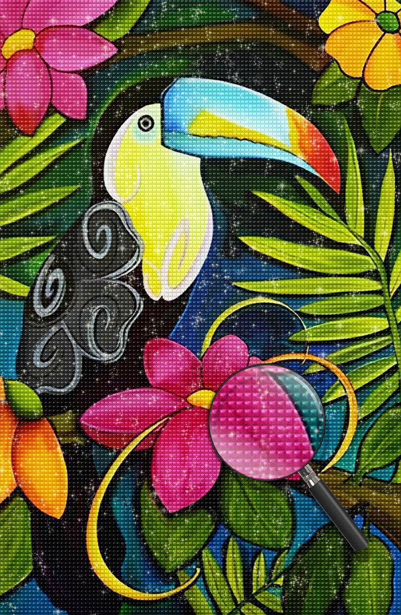 Oiseaux Toucan Toco Dessiné Broderie Diamant