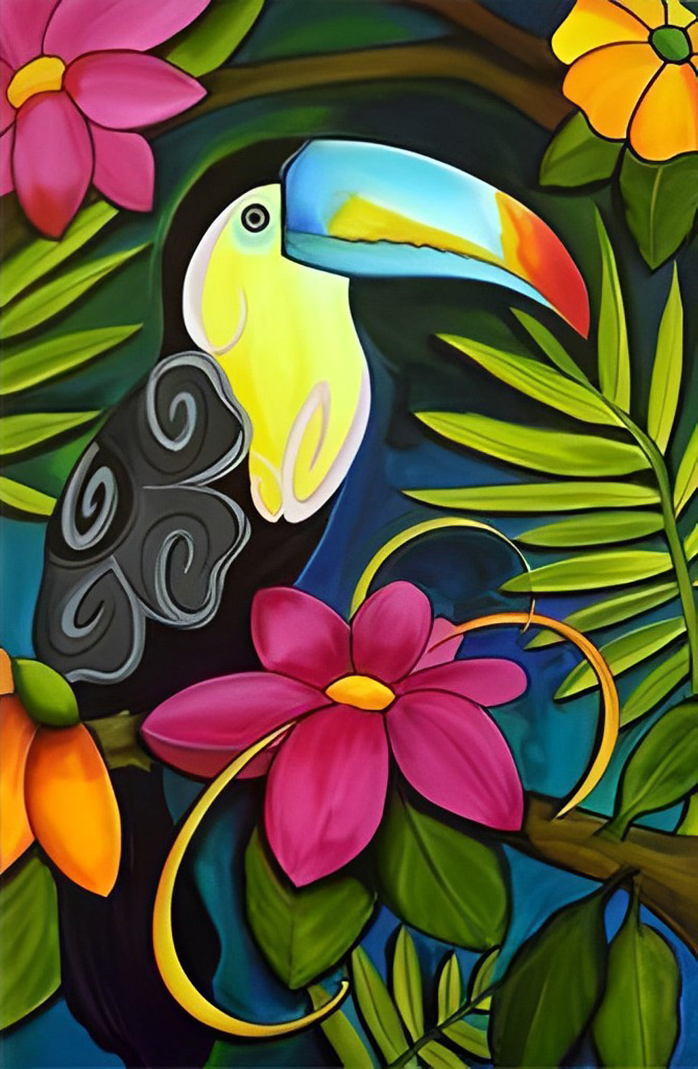 Oiseaux Toucan Toco Dessiné Broderie Diamant