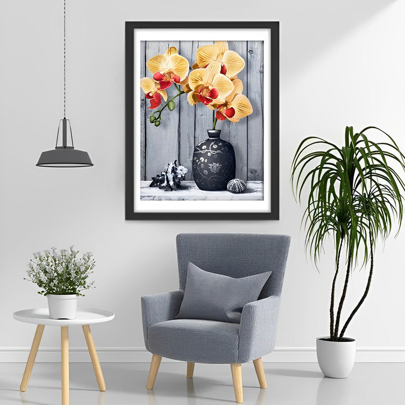 Orchidée Oranges Broderie Diamant