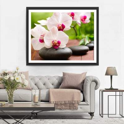 Orchidées Blanches Broderie Diamant