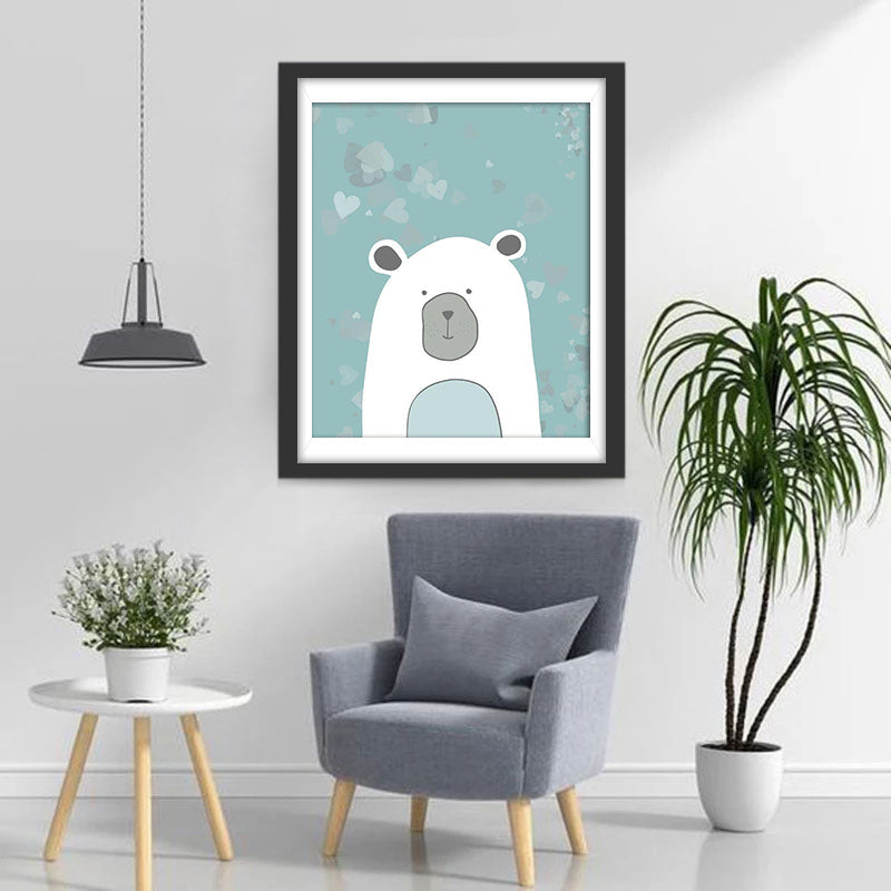 Ours Blanc Cartoon pour Enfants Broderie Diamant