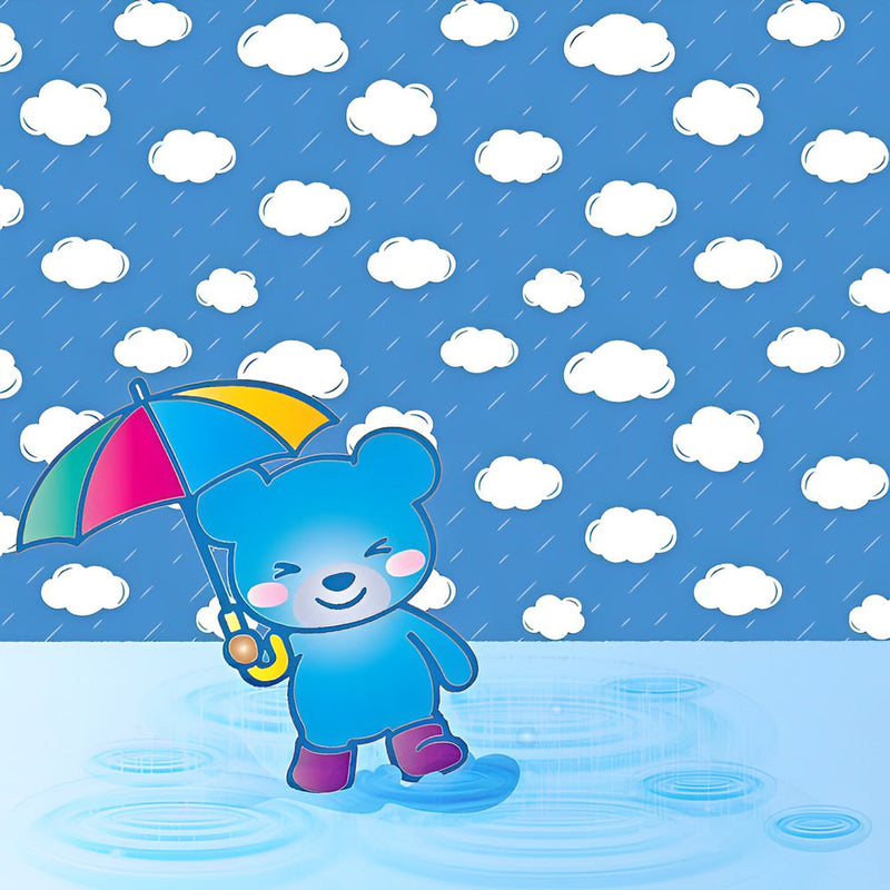 Ours Bleu dans la Pluie Cartoon Broderie Diamant