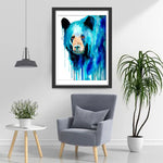Ours Bleu de Peinture à l'Aquarelle Broderie Diamant