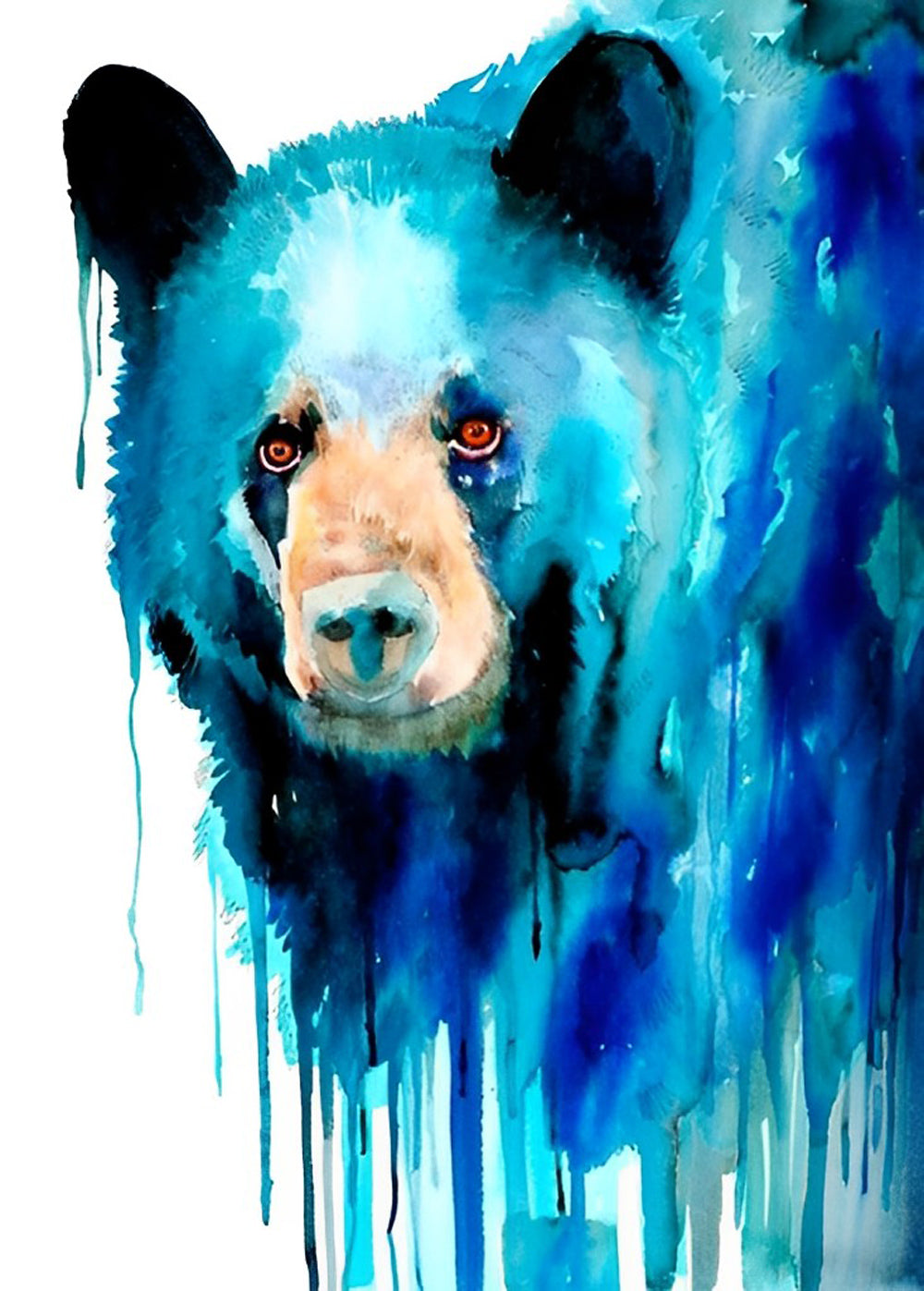 Ours Bleu de Peinture à l'Aquarelle Broderie Diamant