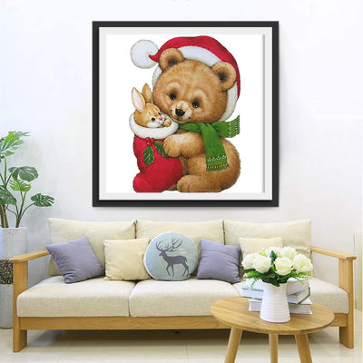 Ours et Lapin de Noël Broderie Diamant