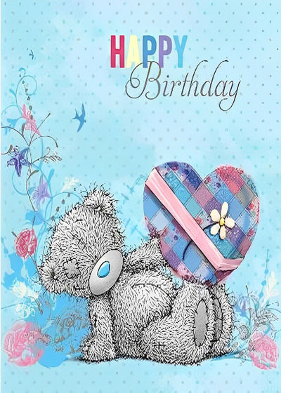Ours Gris Joyeux Anniversaire Broderie Diamant