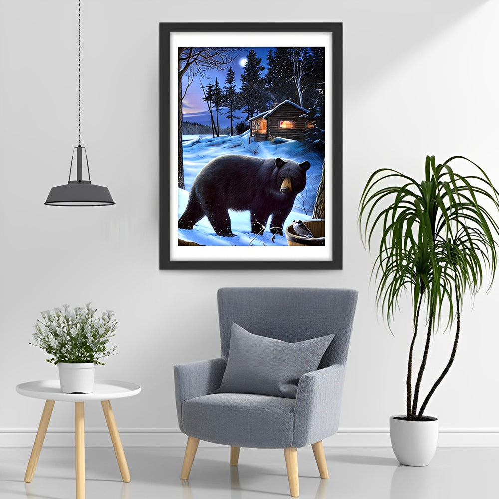 Ours Noir et Cabine Broderie Diamant