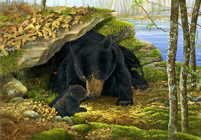 Ours Noir et Son Bébé Broderie Diamant