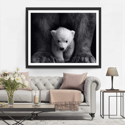 Ours Polaire Géant et le Bébé Broderie Diamant