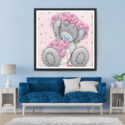 Ours Poupée et les Roses Broderie Diamant