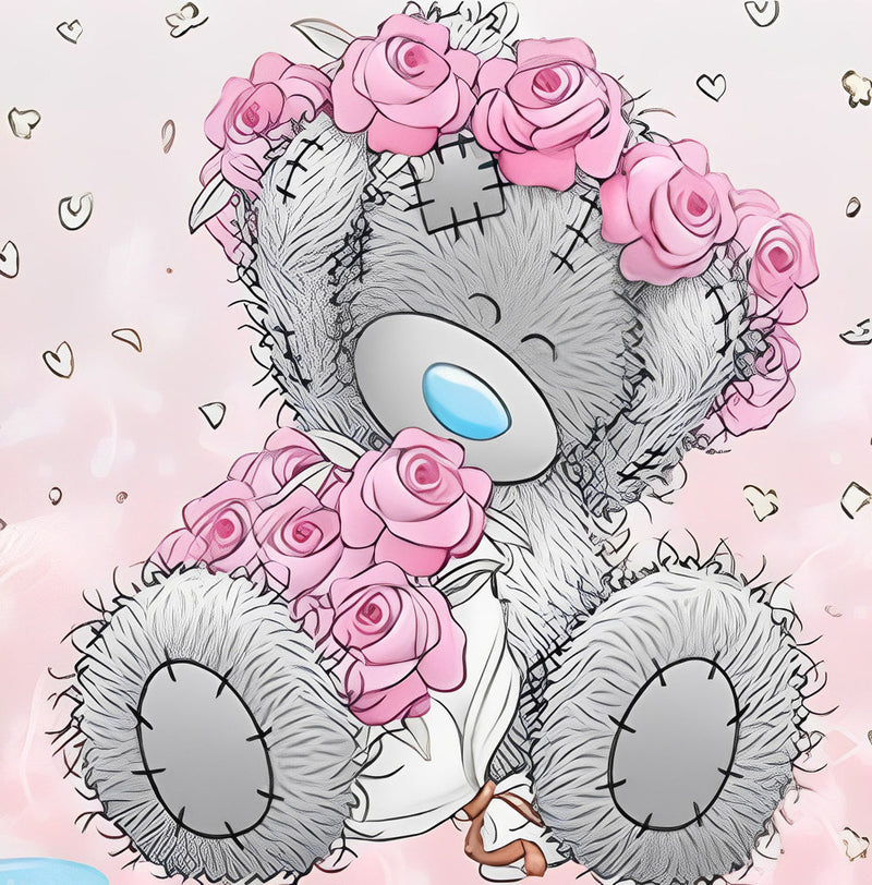 Ours Poupée et les Roses Broderie Diamant