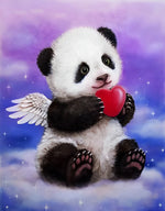 Panda Ange et Coeur Broderie Diamant