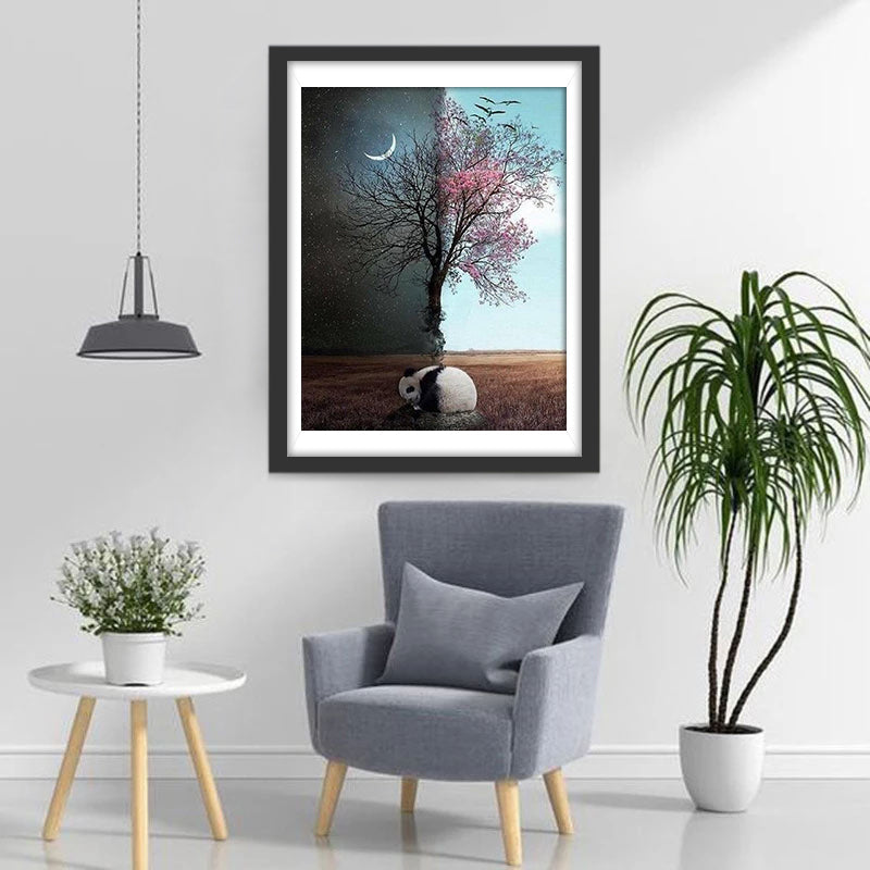 Panda dans le Jour et dans la Nuit Broderie Diamant