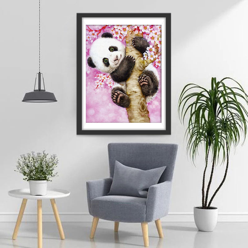 Panda sur un Cerisier Broderie Diamant