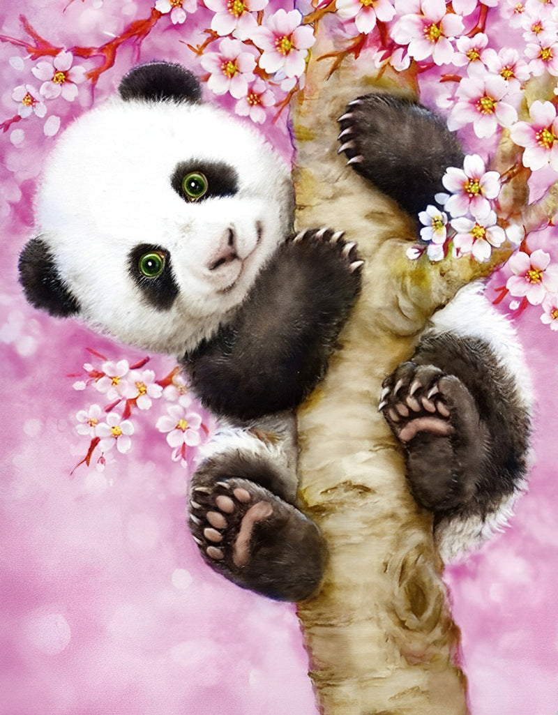 Panda sur un Cerisier Broderie Diamant