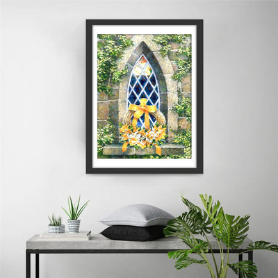 Panier de Fleurs Jaunes et Blanches Broderie Diamant