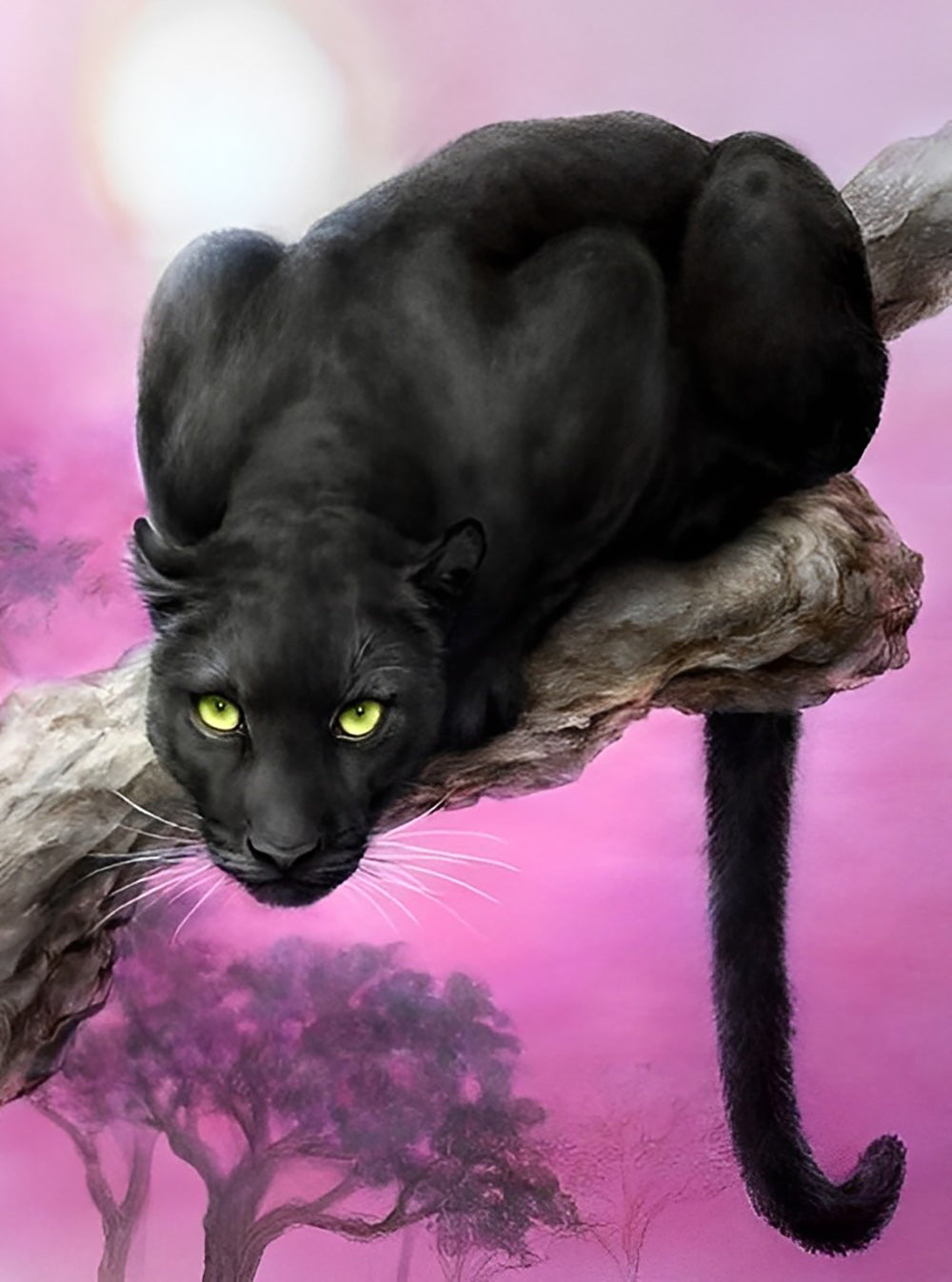 Panthère Noire dans l'Arbre Broderie Diamant