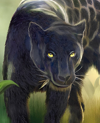 Panthère Noire en Chasse Broderie Diamant