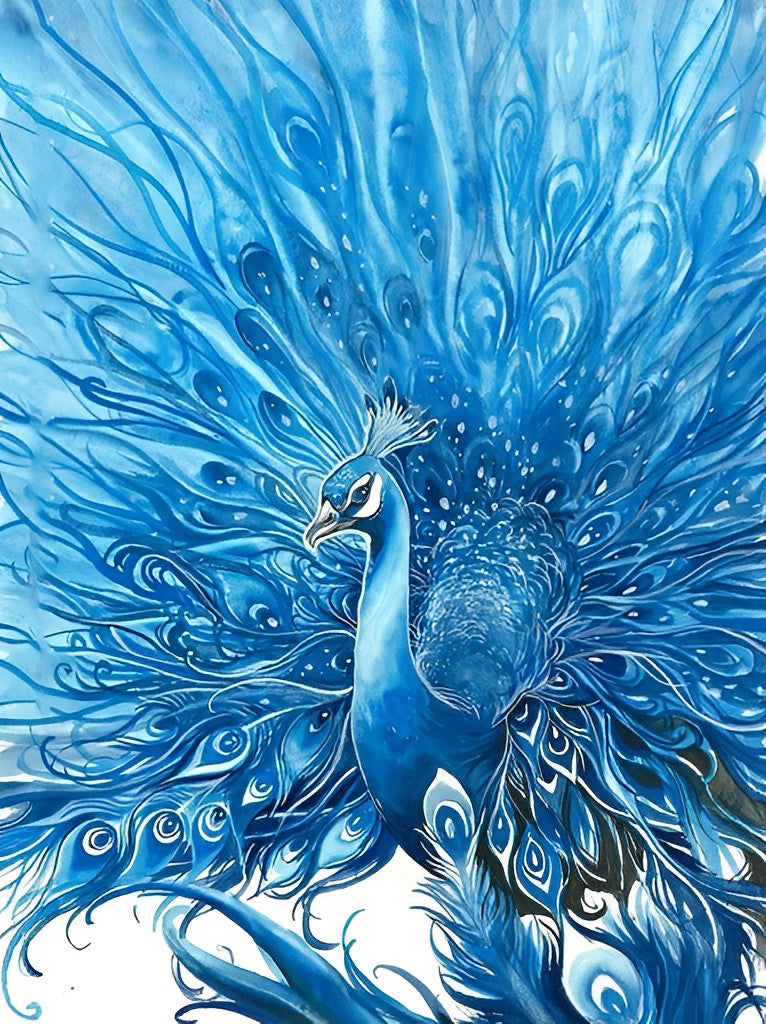 Paon Bleu Fantastique Broderie Diamant