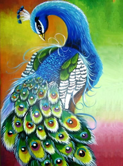Paon Peignant les Plumes Broderie Diamant