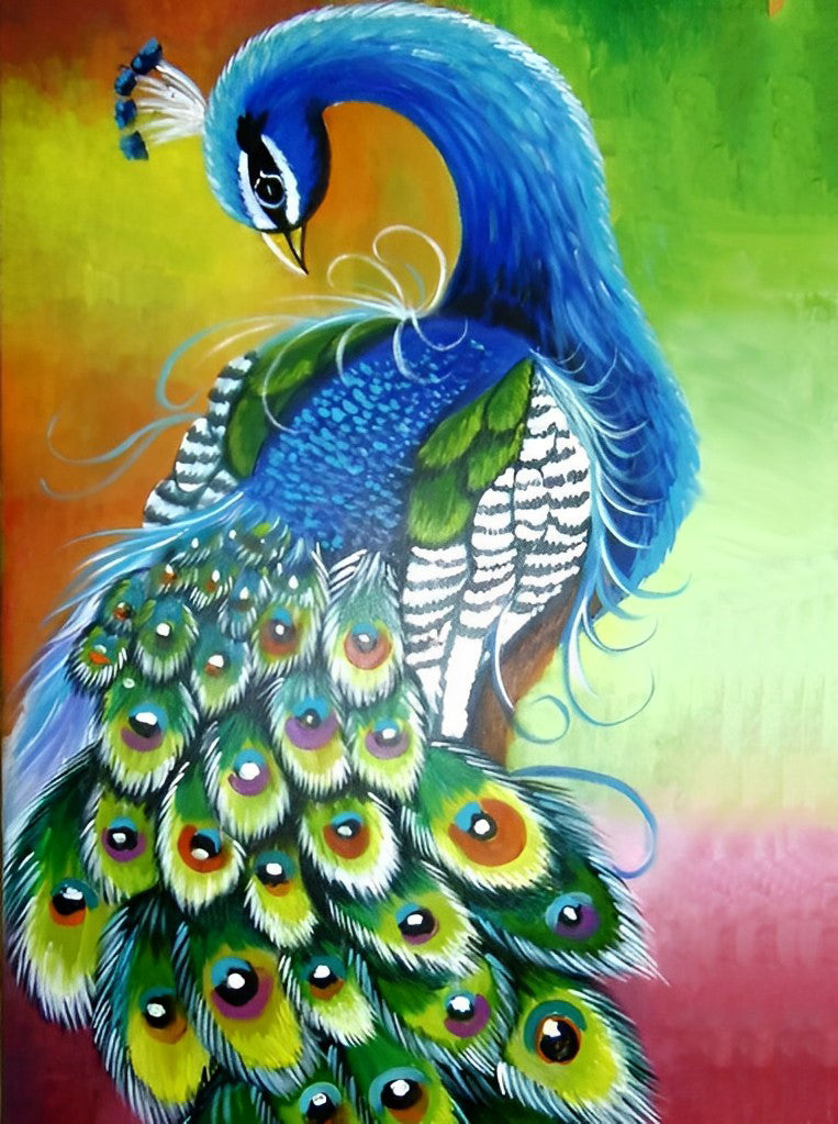 Paon Peignant les Plumes Broderie Diamant