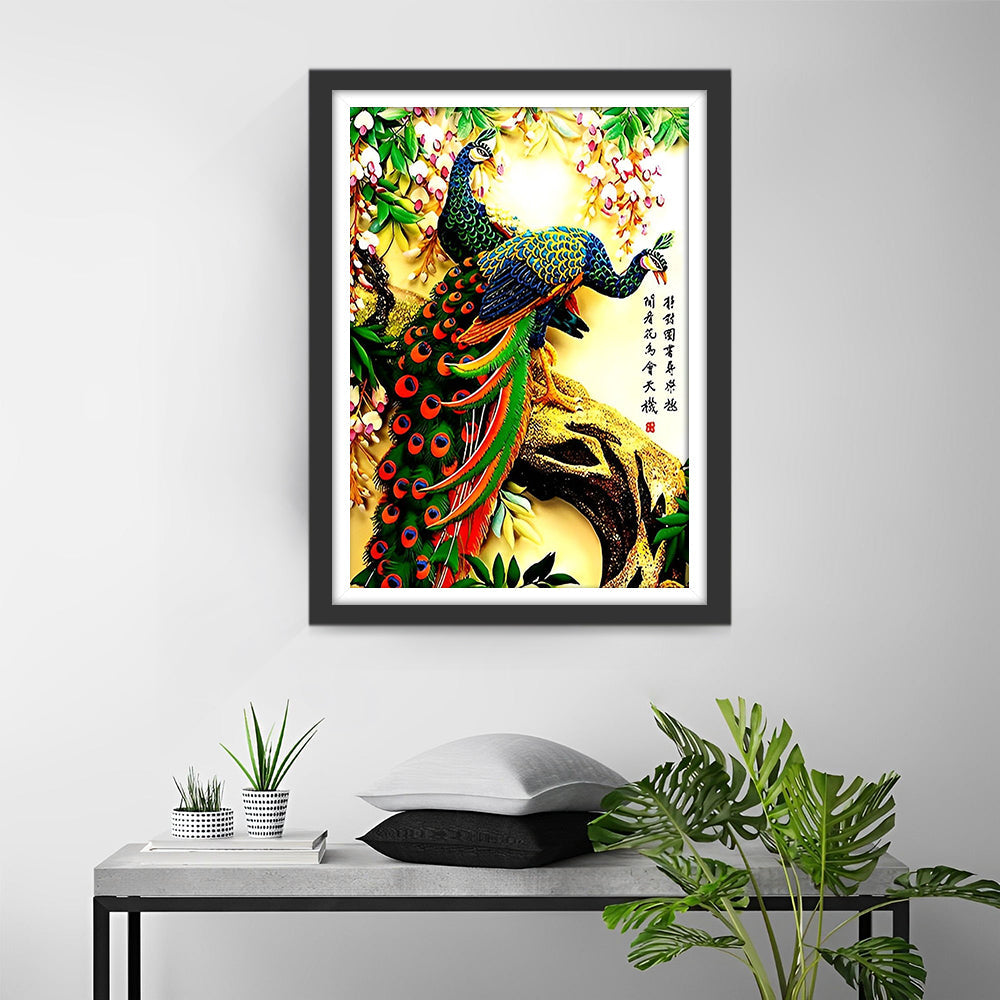 Paons Spicifères et les Poèmes Chinois Broderie Diamant