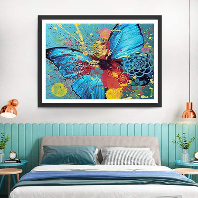 Papillon Bleu Brisé Broderie Diamant
