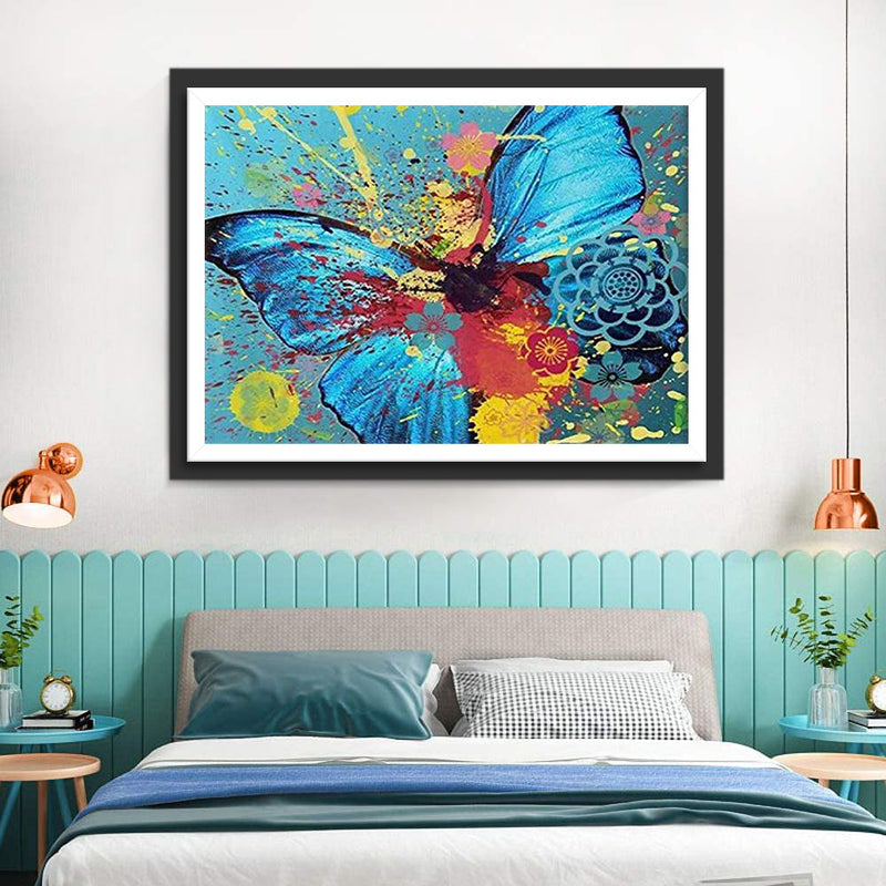 Papillon Bleu Brisé Broderie Diamant