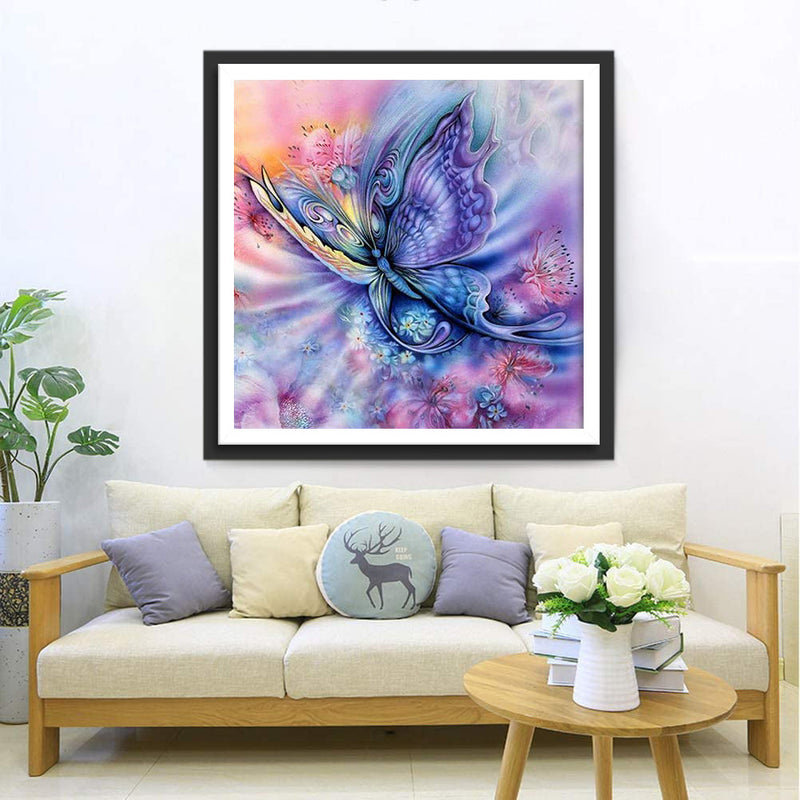 Papillon Bleu et Violet Fantastique Broderie Diamant