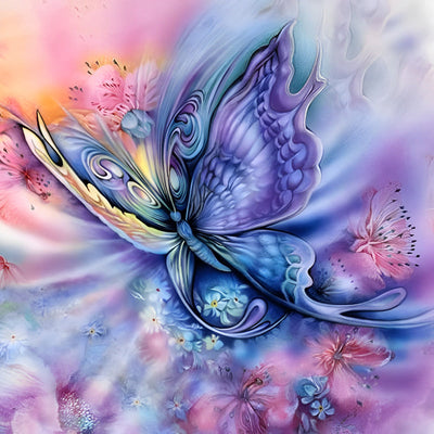 Papillon Bleu et Violet Fantastique Broderie Diamant