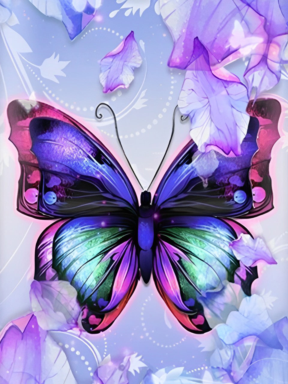 Papillon en Couleurs Eclatantes Broderie Diamant