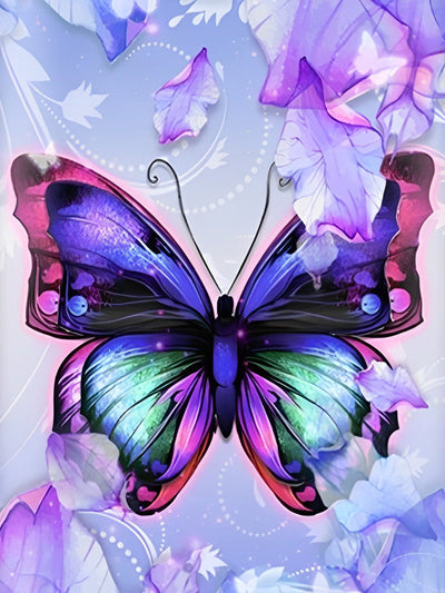 Papillon en Couleurs Eclatantes Broderie Diamant