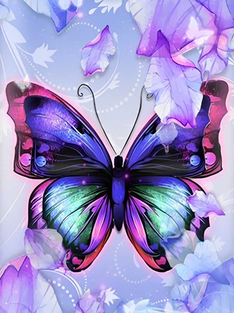 Papillon en Couleurs Eclatantes Broderie Diamant