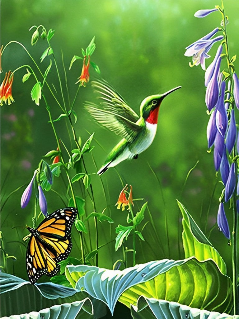 Papillon et Colibri Broderie Diamant