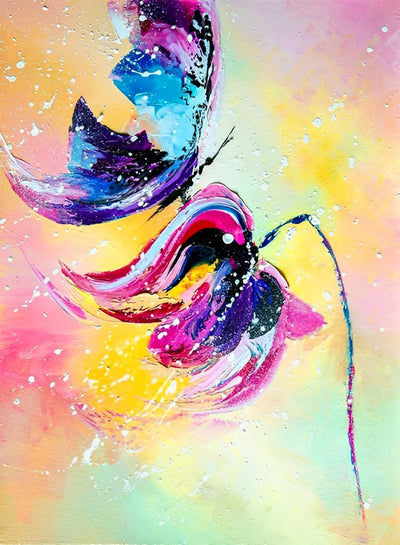 Papillon et Coquelicot Multicolores Broderie Diamant