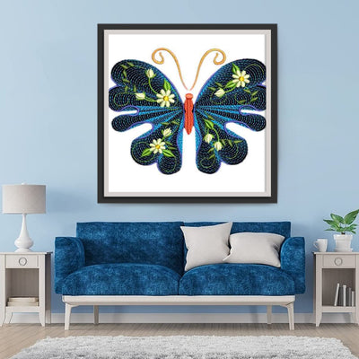 Papillon Noir Magnifique Broderie Diamant