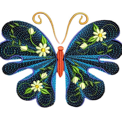 Papillon Noir Magnifique Broderie Diamant