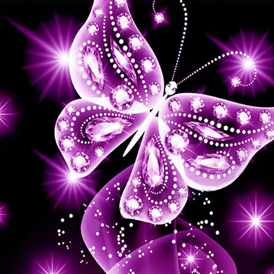 Papillon Rose Lumineux Broderie Diamant