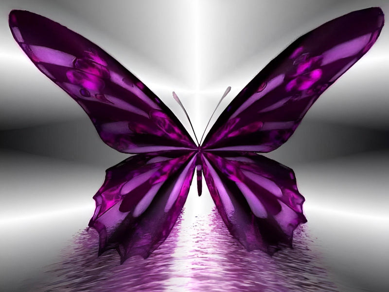 Papillon Violet et Noir Broderie Diamant